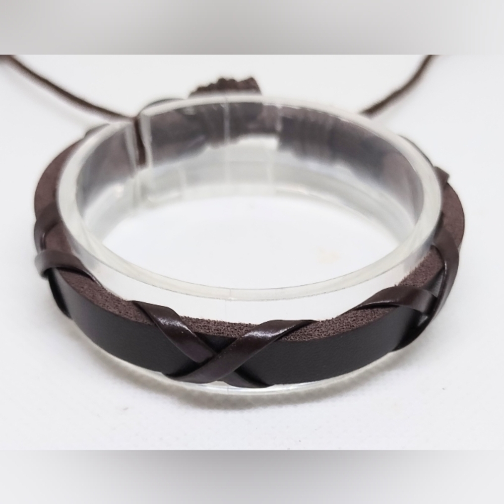Men's Bracelet‎ Leather Braided Brown New f40